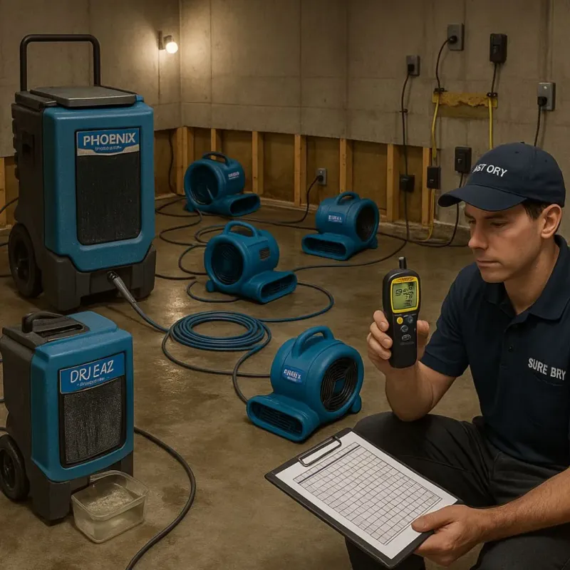 Structural Drying and Dehumidification process in Kouts, IN